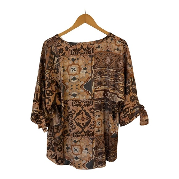 Chico's Bohemian Earthy Patterned Blouse - Picture 2 of 7